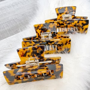 Large Tortoise Shell Hair Claw, Hair Jaw Clip, Acetate  Hair Clip, Resin Jaw Clip, Minimalist Accessories , Rectangle Jaw Clip, Perfect Gift