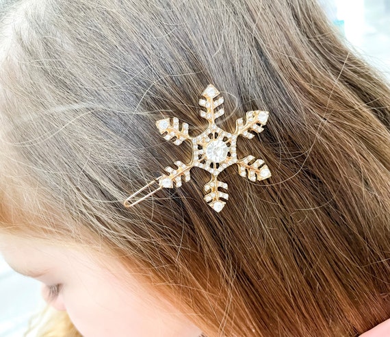 Winter-Haarschleife Mit Schneeflocke & Strass – Weihnachts-Haarspange In Silber/Weiß Für Damen & Mädchen