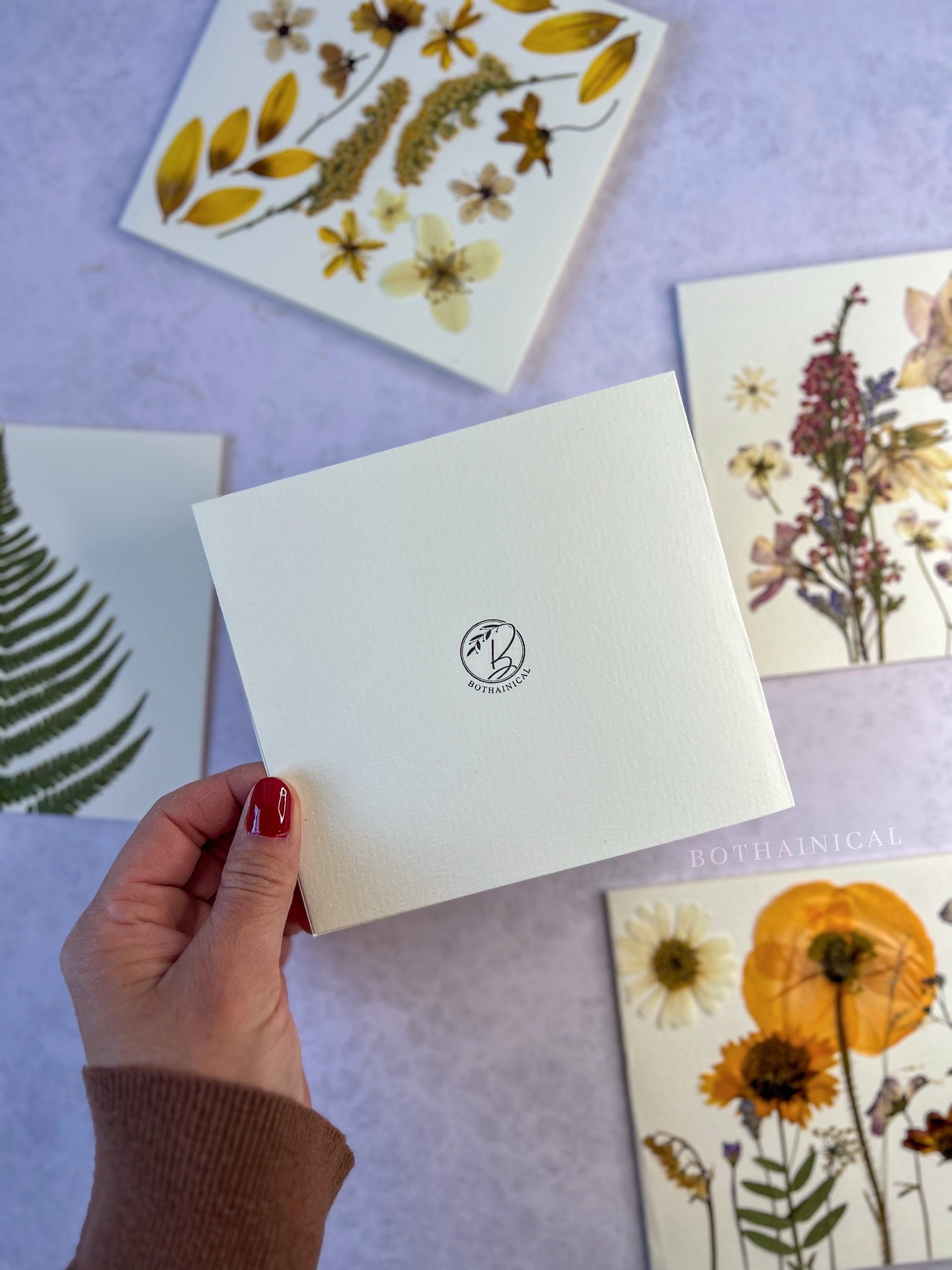 Botanical Cards - Pressed Flowers - Real Flowers, Dried - Handmade ...