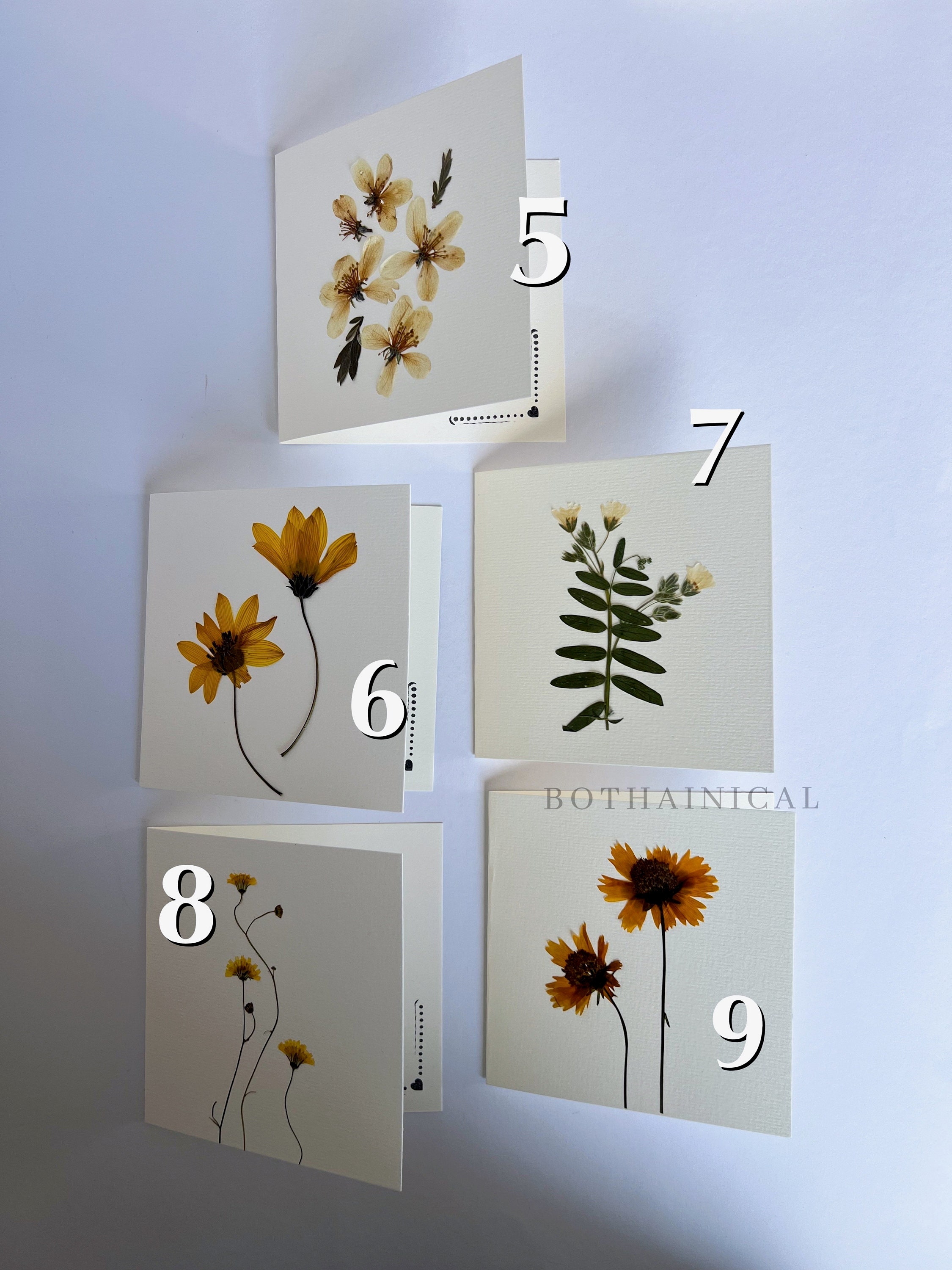 Botanical Cards - Pressed Flowers - Real Flowers, Dried - Handmade ...