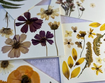Botanical Cards - Pressed Flowers - Real Flowers, dried - Handmade - Floral Card - Gift Love Friendship Card - Table Cards - Mother’s gift