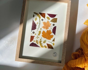 Framed Autumn Leaves - Pressed Leaves - Herbst Blätter - Home Decor - Autumn colors - Pressed Flowers - Wood Frame - Fall colors