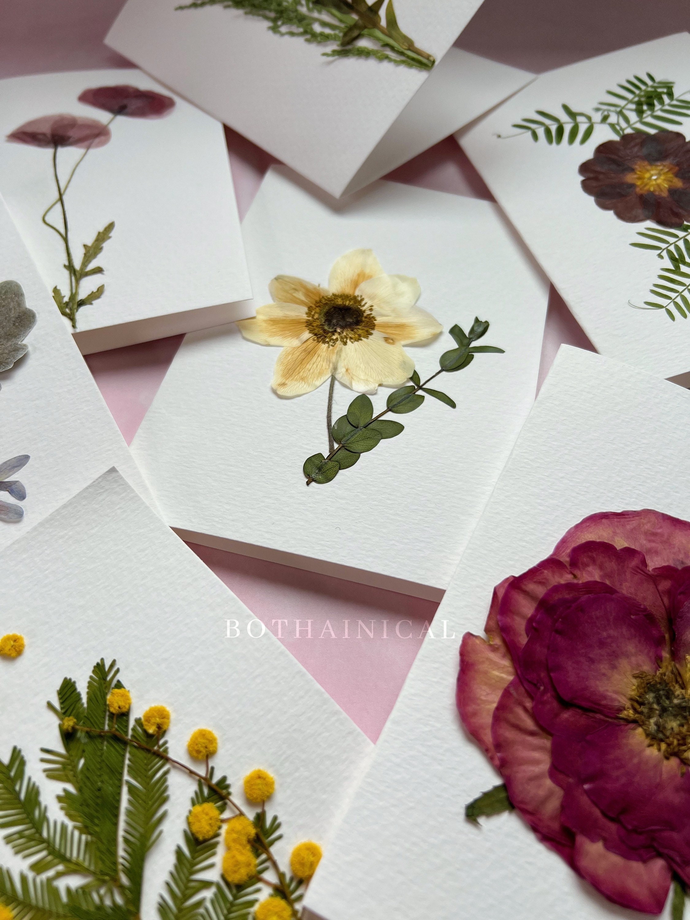 Botanical Card - Pressed Flowers - Real Flowers, Dried - Handmade ...