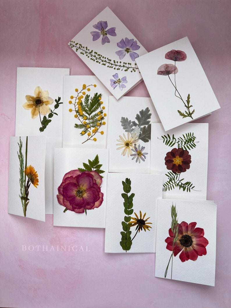 Botanical Card - Pressed Flowers - Real Flowers, Dried - Handmade ...