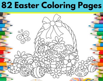 EASTER Coloring Book WITH 2 Covers | 82 Coloring Pages | Classroom Activity | Printable Coloring Book | PDF Instant Download | Free coloring