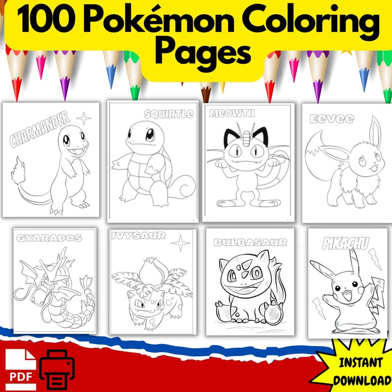 165 Page Pokémon Coloring Book WITH Cover | Anime Coloring Pages | Relaxation Coloring | Printable Coloring | Instant Download | PDF File image 2