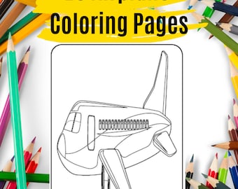 Páginas para colorear AIRPLANE (20) / Páginas para colorear imprimibles / Actividad de cumpleaños / Páginas para colorear imprimibles / PDF Descarga digital instantánea