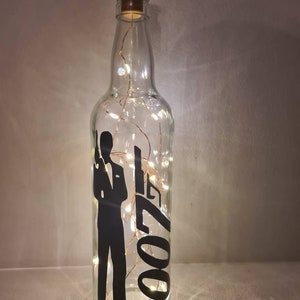James Bond 007 Design Decorative Light Up Bottle, LED Lights, Movie Inspired Gift, Unique Gift Idea, Birthday Present, Christmas Present