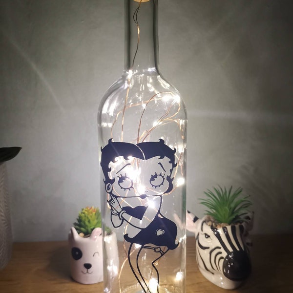 Betty Boop LED Light Up Bottle Lamp, Decorative Night Light, Home Decor, Unique Gift idea