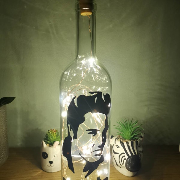 Elvis Presley inspirierte Leuchtflasche, handgefertigte Dekoration, Flaschenlampe, einzigartiges Geschenk, Geburtstag, Weihnachten, Wohnkultur, Elvis Geschenk