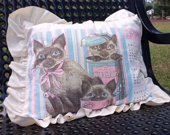 Vintage 1972 Handmade Cat Kitten Pillow