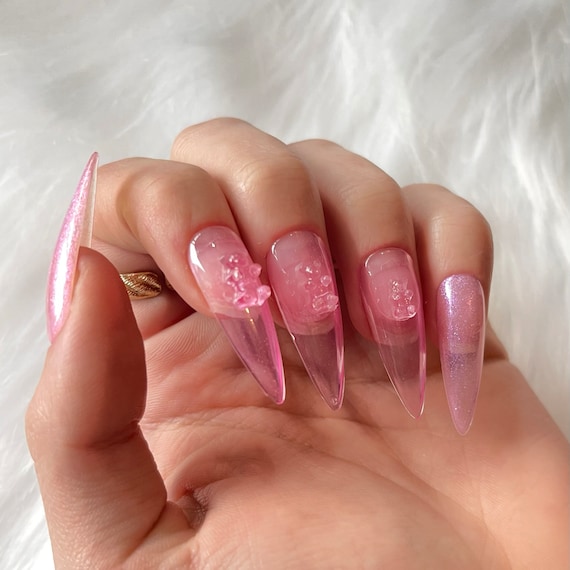 translucent pink nails