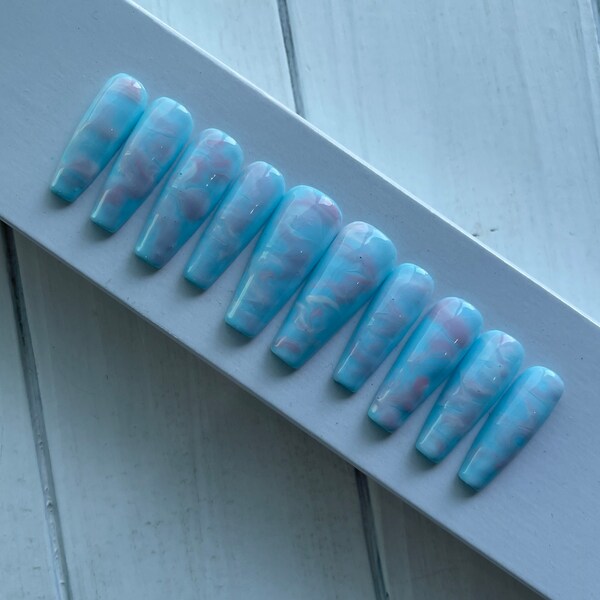 Blue Marble Nails - Etsy