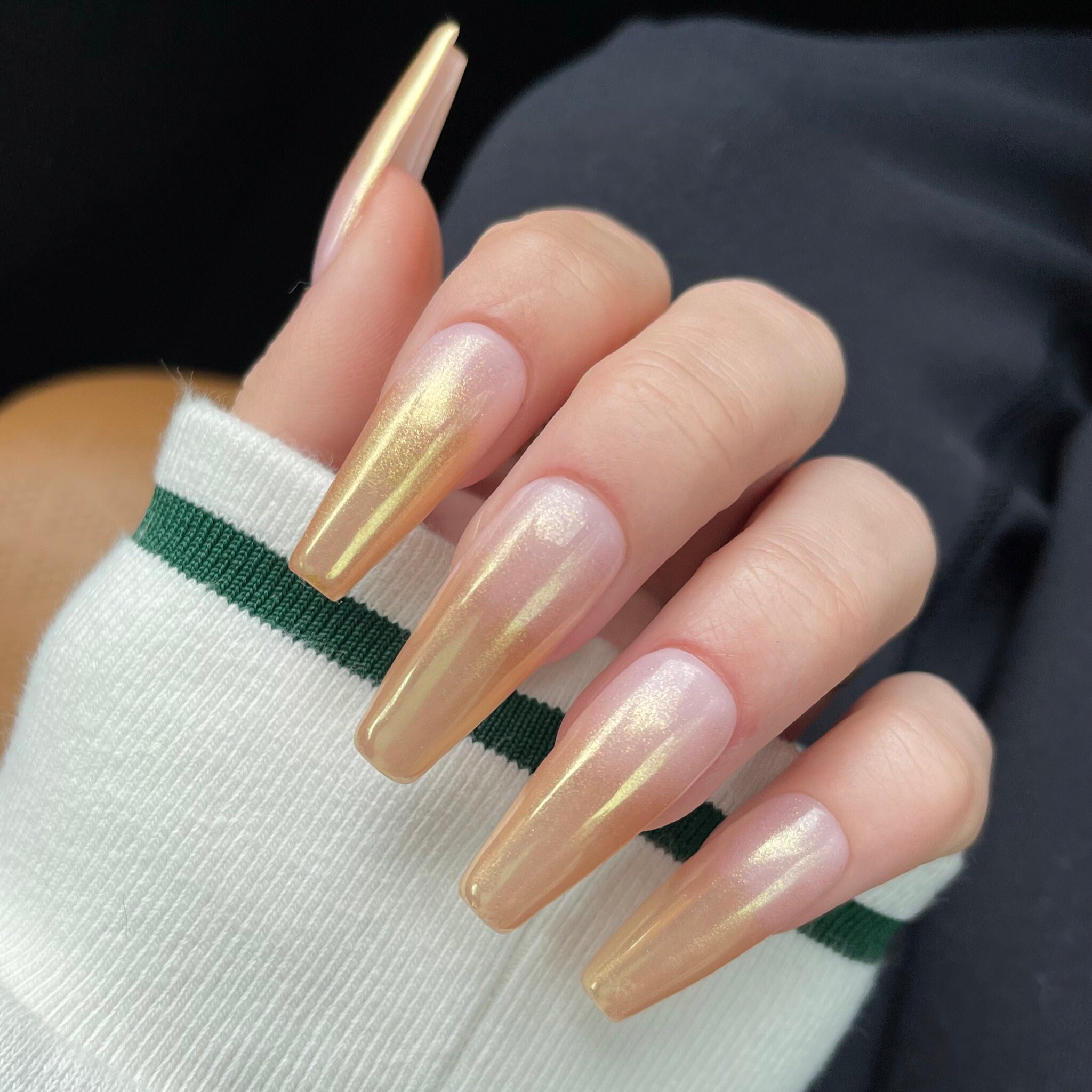 Press on Nails Long Coffin Nude Pink and Gold Chrome Ombre - Etsy Press on Nails Long Coffin Nude Pink and Gold Chrome Ombre - Etsy