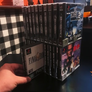 Silver Sony PSX Double Disc Stacker Game Stand for 7 Games (3d printed, Stand only)