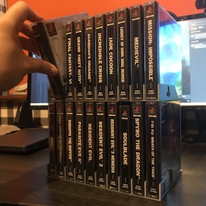 Silver Sony PSX PAL Stacker Game Stand for 10 Games (3d printed, Stand only)