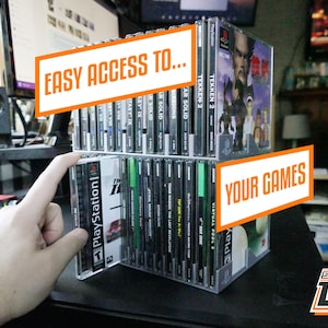 Silver Sony PSX NTSC Stacker Game Stand for 16 Games (3d printed, Stand only)
