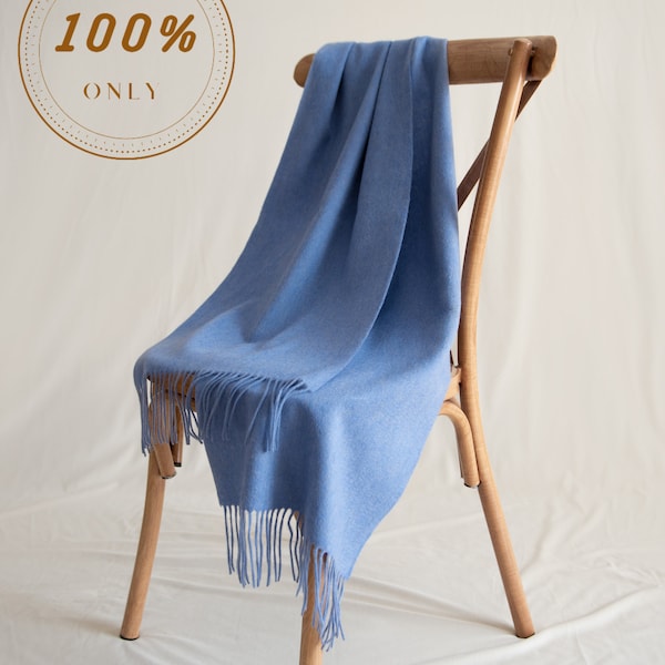 100% Wool Scarf for her/him, Blue Lambs wool Shawl,  Gift for Her/Him, Winter Scarf, Winter Gift, Unisex Scarf