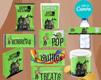 Halloween Party Favor Bundle: Editable Labels (PDF Download)