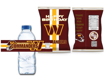 American football Party Pack printable, ,chip bag, water bottle label, Digital Printable Design
