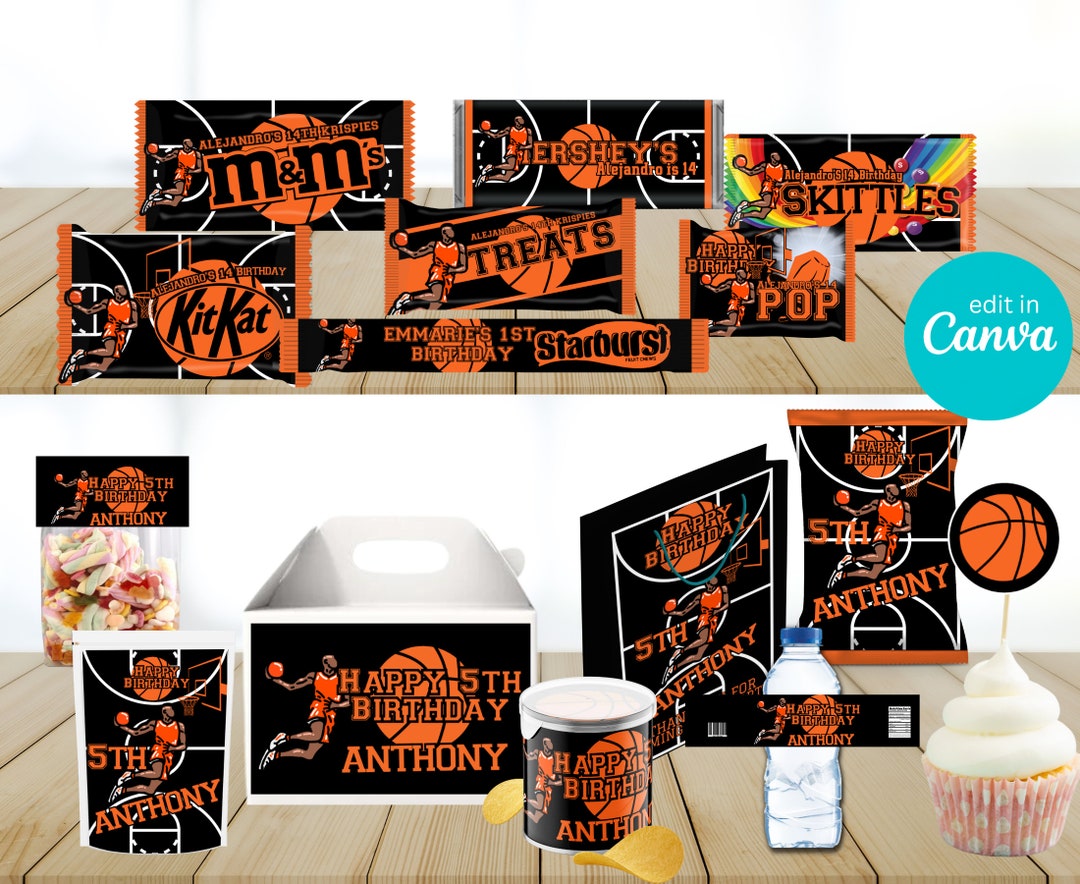 15 Basketball Party Pack Printable Favor Bagchip Bag Water Etsy