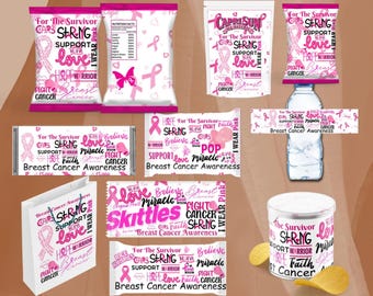 Breast Cancer label,Inspirational Quotes, Survivor Support Gift Ideas, Goodies Bag, Instant Download