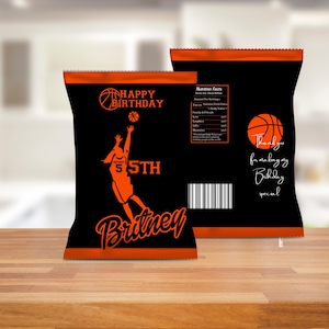 Basketball Birthday Party Favor Bag Label, Printable Chip Bag,editable canva (Digital File)