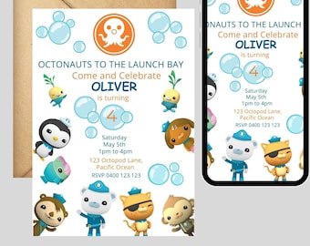 DIY Octonauts birthday Invitation for boys and girls, download PDF