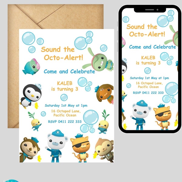 DIY Octonauts birthday Invitation for boys and girls. Download Editable PDF