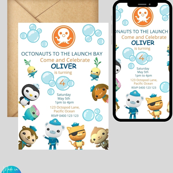 DIY Octonauts birthday Invitation for boys and girls, download PDF