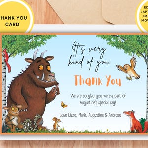 Cartes de remerciement Gruffalo : cartes d'anniversaire modifiables, c'est très gentil de votre part, téléchargement numérique instantané DIY