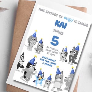 Invitación editable para fiesta de cumpleaños de Bluey - Descarga instantánea - 13 x 18 cm y para smartphone