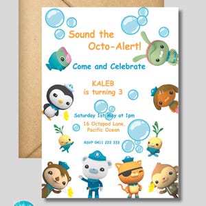 Sjabloon uitnodiging verjaardagsfeestje Octonauts: afdrukbare DIY-sjabloon onderwateravontuur