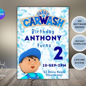 Carls Car wash birthday - Editable Invitation