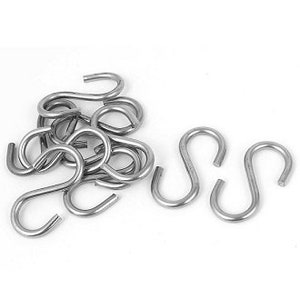 May include: Ten silver-toned S-shaped hooks. The hooks are made of metal and have a smooth finish.