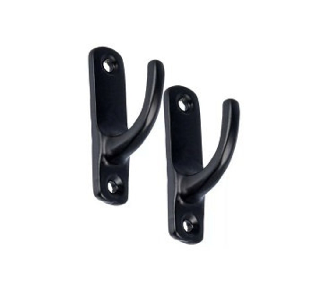 2 X Black Modern Curtain Tie Back Hooks Screw in Design Small Etsy UK