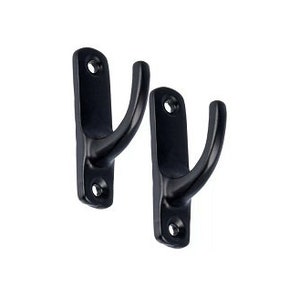 2 X Black Modern Curtain Tie Back Hooks Screw In Design Small