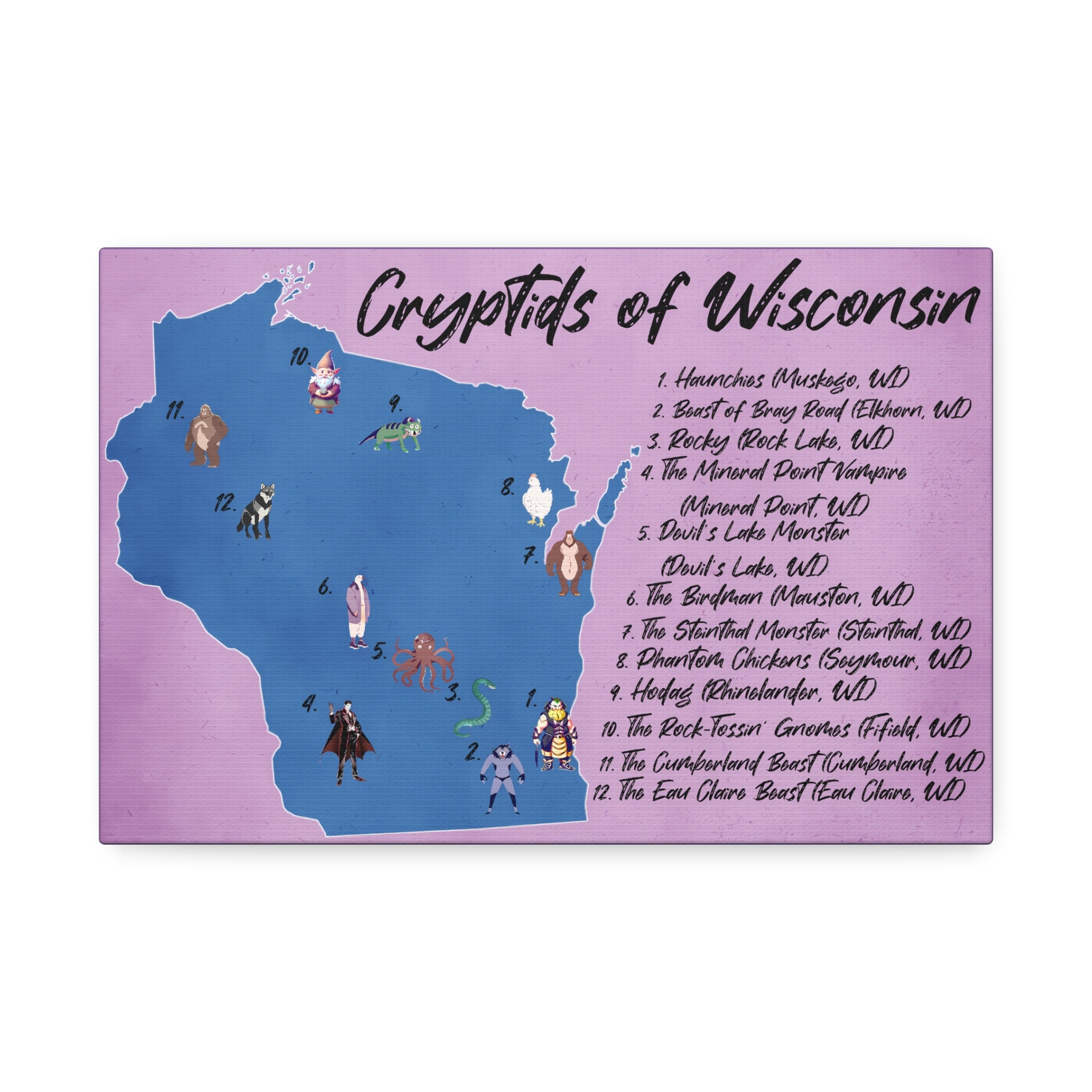 Cryptids of Wisconsin Canvas Stretched 1.5 photo pic