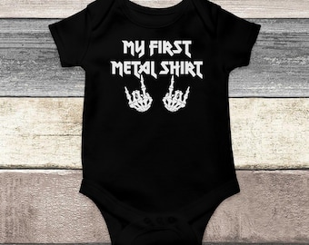 Heavy Metal Baby Bodysuit, My First Metal Shirt, Rock Band Baby Clothes, Funny Baby Clothes, Hipster Baby Clothes, Rocker, Baby Announcement