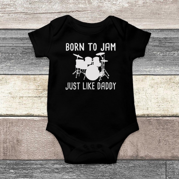 Drums Baby Clothes, Born To Jam Like Daddy, Rock Band Baby Clothes, Funny Baby Bodysuit, Cute Baby Outfit, Drummer, Music, Baby Announcement