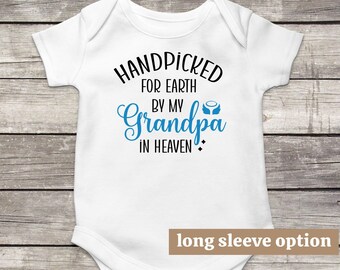 Baby Bodysuit 'Sent With A Kiss From My Papa In Heaven' - White Long Sleeve Onesie 0-24 Months