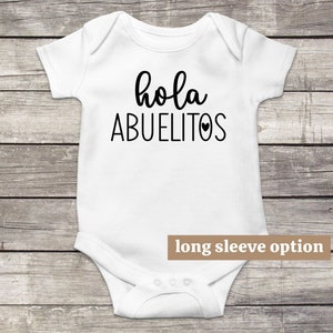 Hola Abuelitos Baby Bodysuit, Spanish Baby Clothes, Cute Baby Outfit, Grandparents Baby Announcement, Abuela, Abuelo, First Grandbaby Gift