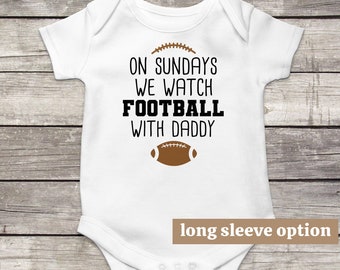 Football Baby Bodysuit, Football Season, Sundays With Daddy, Funny Baby Clothes, Cute Baby Outfit, Fall Tee, Baby Announcement, Dad Gifts