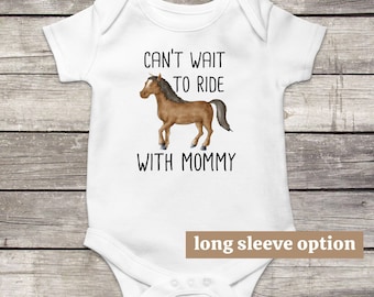 Paard baby bodysuit, rit paarden met mama, grappige babykleding, schattige baby outfit, landbouwhuisdieren, land, paardensport, baby aankondiging, cadeau