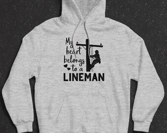 Line Wife Hoodie, WOMENS, My Heart Belongs To A Lineman Hoodie, Lineman Hoodie, Lineman Wife Hoode, Wifey Hoodie, Electricians Spouse Gift