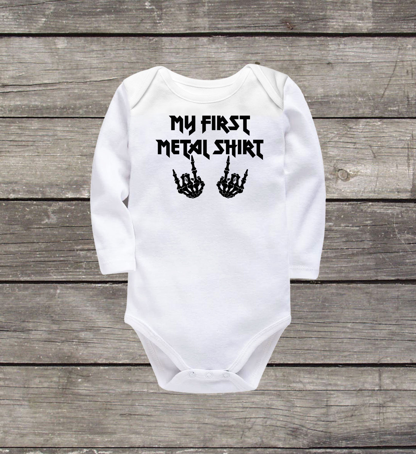 Heavy Metal Baby Bodysuit My First Metal Shirt Rock Band Etsy