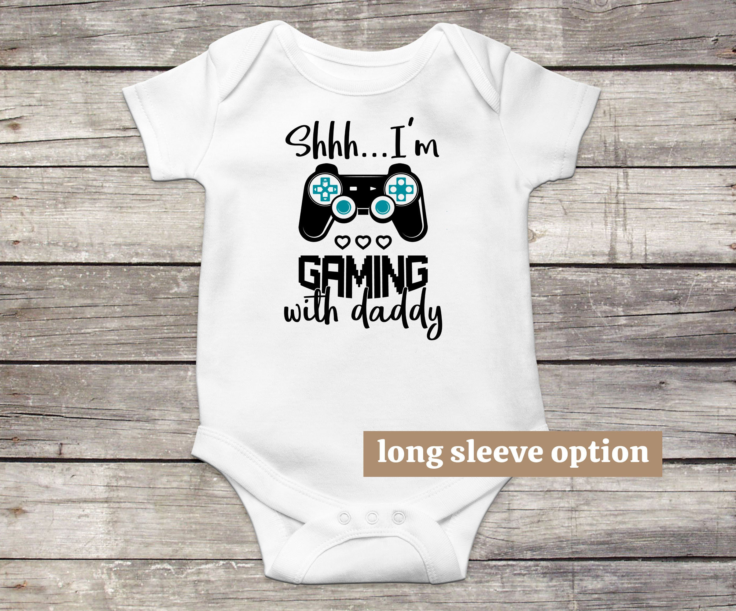 Shhh Im Gaming With Daddy Gamer Baby Bodysuit Funny photo