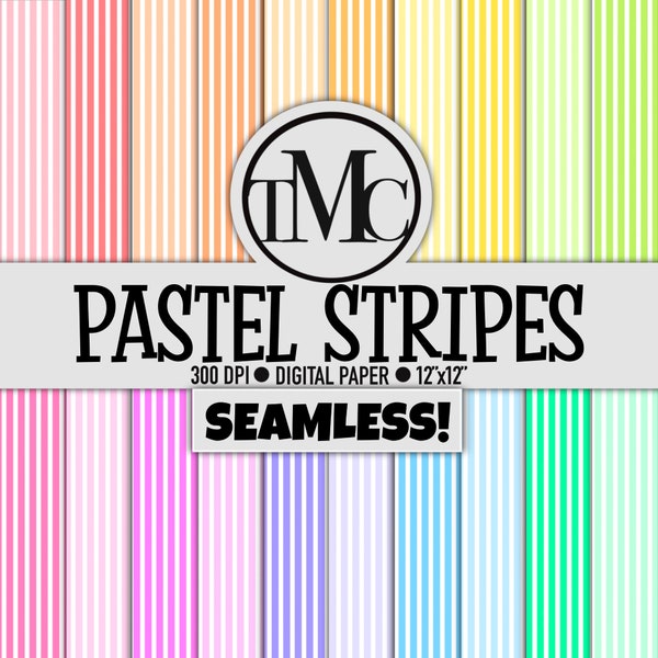 SEAMLESS Pastel Striped Digital Paper! - Digital Scrapbook Paper; Digital Background