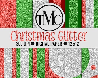 Papel digital navideño con purpurina - Fondos para álbumes de recortes (Descarga digital)