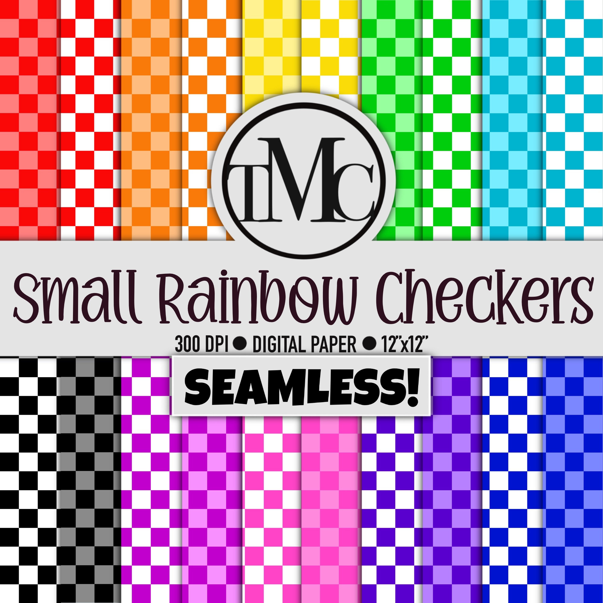 Seamless Small Checker Digital Paper – Rainbow Colors (digital Download ...